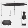 thumbnail image 3 of Kselythan 15FT Large Patio Umbrella,Rectangular Patio Umbrella With Crank,Double-Sided Twin Outdoor Market Umbrella for Yard,Lawn Garden(Without Base), 3 of 6