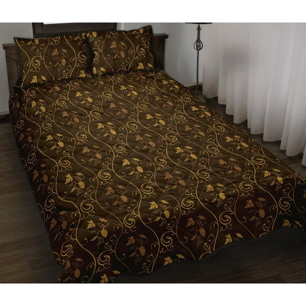 Juego de cama acolchado con estampado de uvas doradas