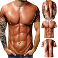 thumbnail image 2 of Men's 3D Muscle Print Shirt Funny Fake Muscle Bodybuilding T-Shirt Short Sleeve Nude Muscle Print Tshirt Top for Men Adults, 2 of 5