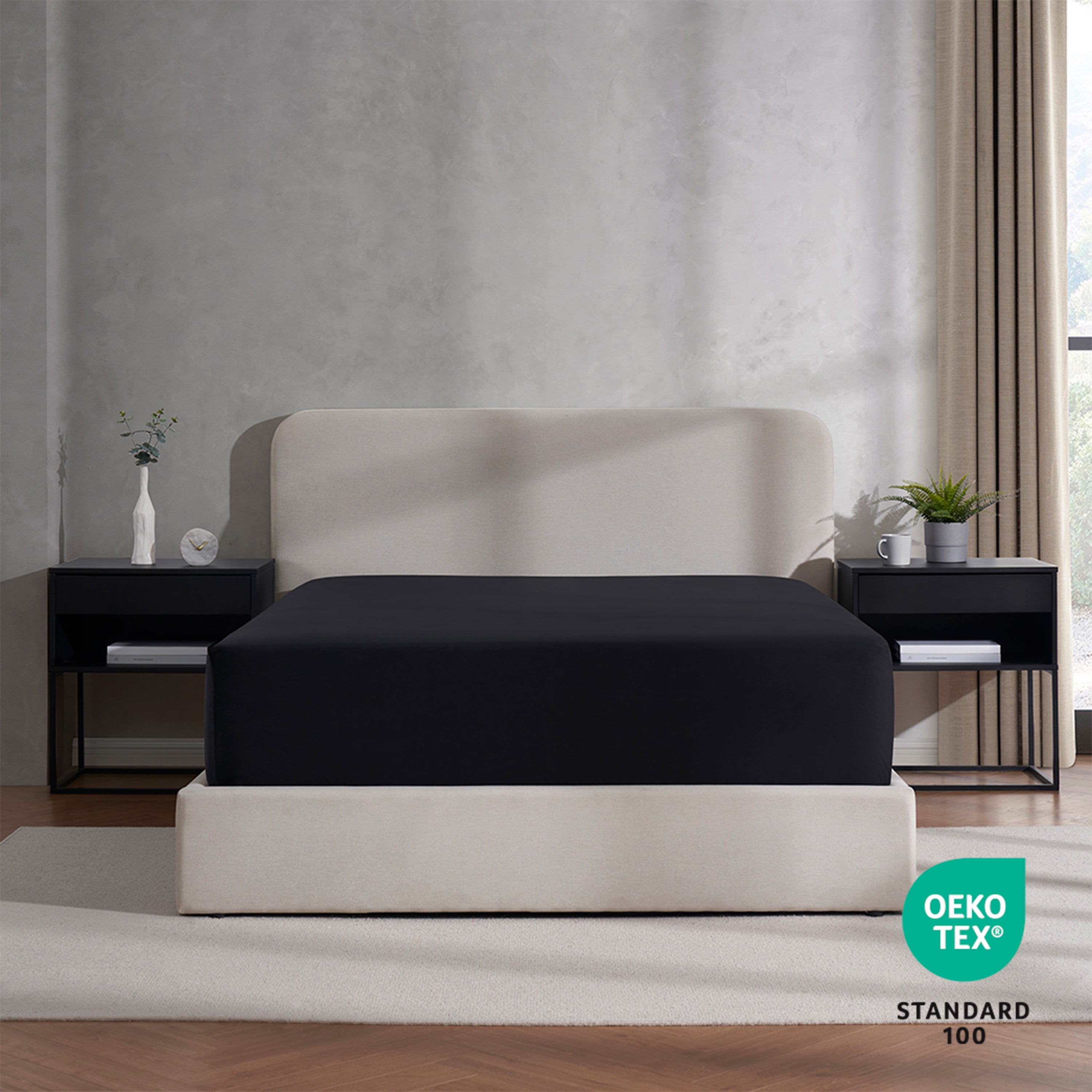Lammaloe 2 Pack Extra Deep Pocket Queen Fitted Sheet Only, Fits 18" to 24" Mattress, Soft Microfiber Fitted Bed Sheet, Black