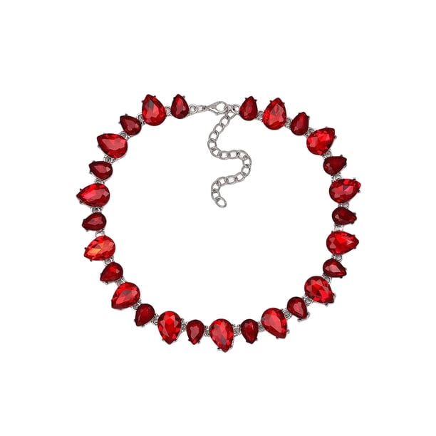 Qarigey Gargantilla de gota de agua de cristal de lujo, collar de adorno de cuello elegante de Color sólido brillante para fiesta de banquete Ropa, zapatos y accesorios Miscelánea Rojo Qarigey AP014841-01