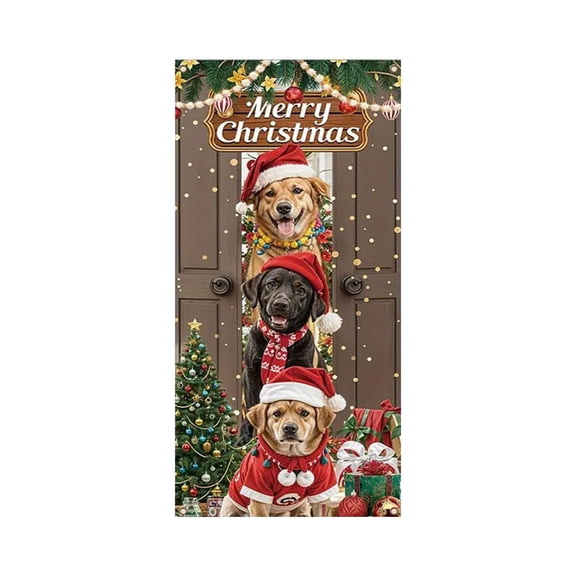 Gallickan Christmas Door Cover, Ice Silk Fabric Holiday Decor, Seasonal Banner for Indoor Entryway, Festive Ambiance for Home, Easy Hang Decoration for Christmas, A