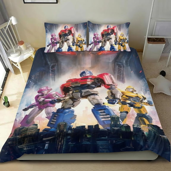 3 Piece Bedding Set For Transformers One Comforter Cover Set Duvet Cover Sets Super Soft Teens Kids Bedroom Cute Gifts Twin