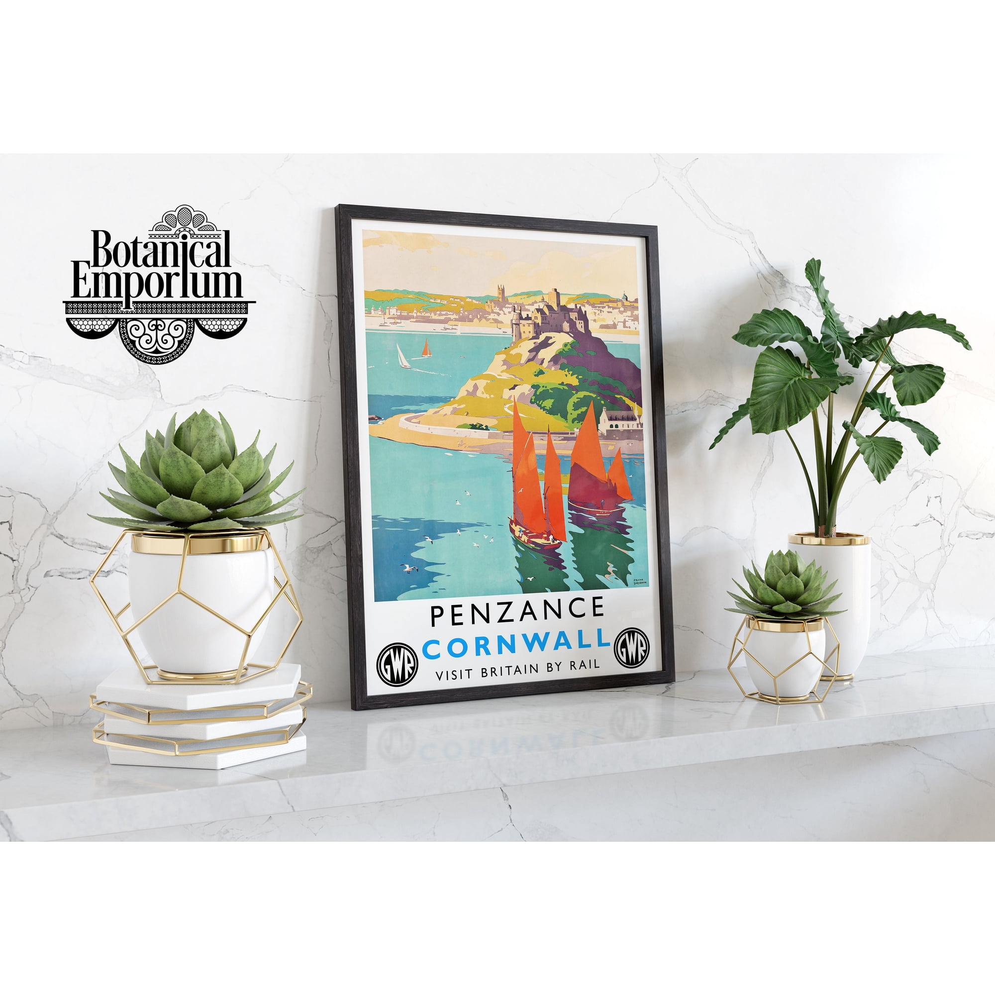 Penzance Cornwall Vintage UK Travel Retro Tourism England Decorative Wall Art Poster , Poster Print Only