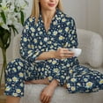 thumbnail image 6 of Yiaed Daisy Floral B Print Pajamas Women's Long Sleeve Sleepwear Soft Button Down Loungewear Pjs Lounge Set Nightwear Womens Pajama Pants-X-Large, 6 of 7