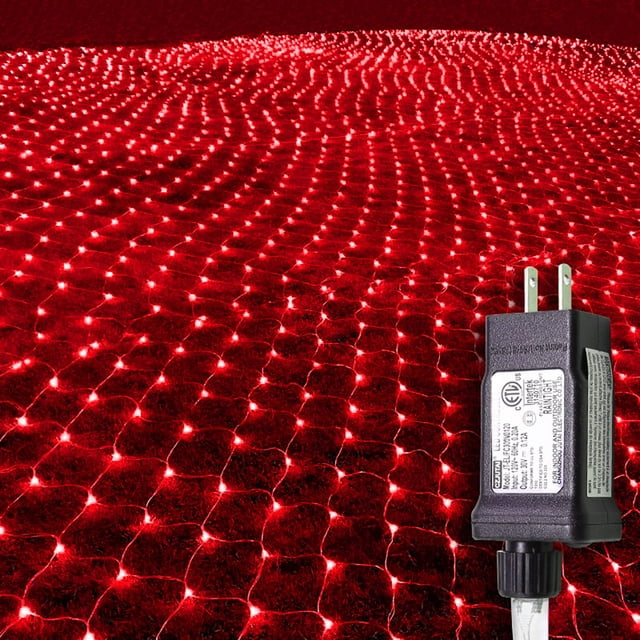 Luces de red navideñas YAOZHOU 264 LED rojas de 3 x 2 m para exteriores
