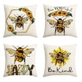thumbnail image 1 of Juego de fundas de almohada inspiradoras de lino con forma de abeja y girasol, 4 unidades, 1 of 3