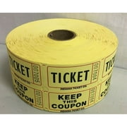 Raffle Tickets Roll of 1000 Double Stub 50/50 Split the Pot Fund Raiser, Yellow