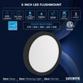 thumbnail image 7 of Luxrite 5 Inch LED Flush Mount Ceiling Light, 10W 600LM, 5CCT 2700K-5000K, Dimmable, Wet Rated, ETL - Black 2-Pack, 7 of 7