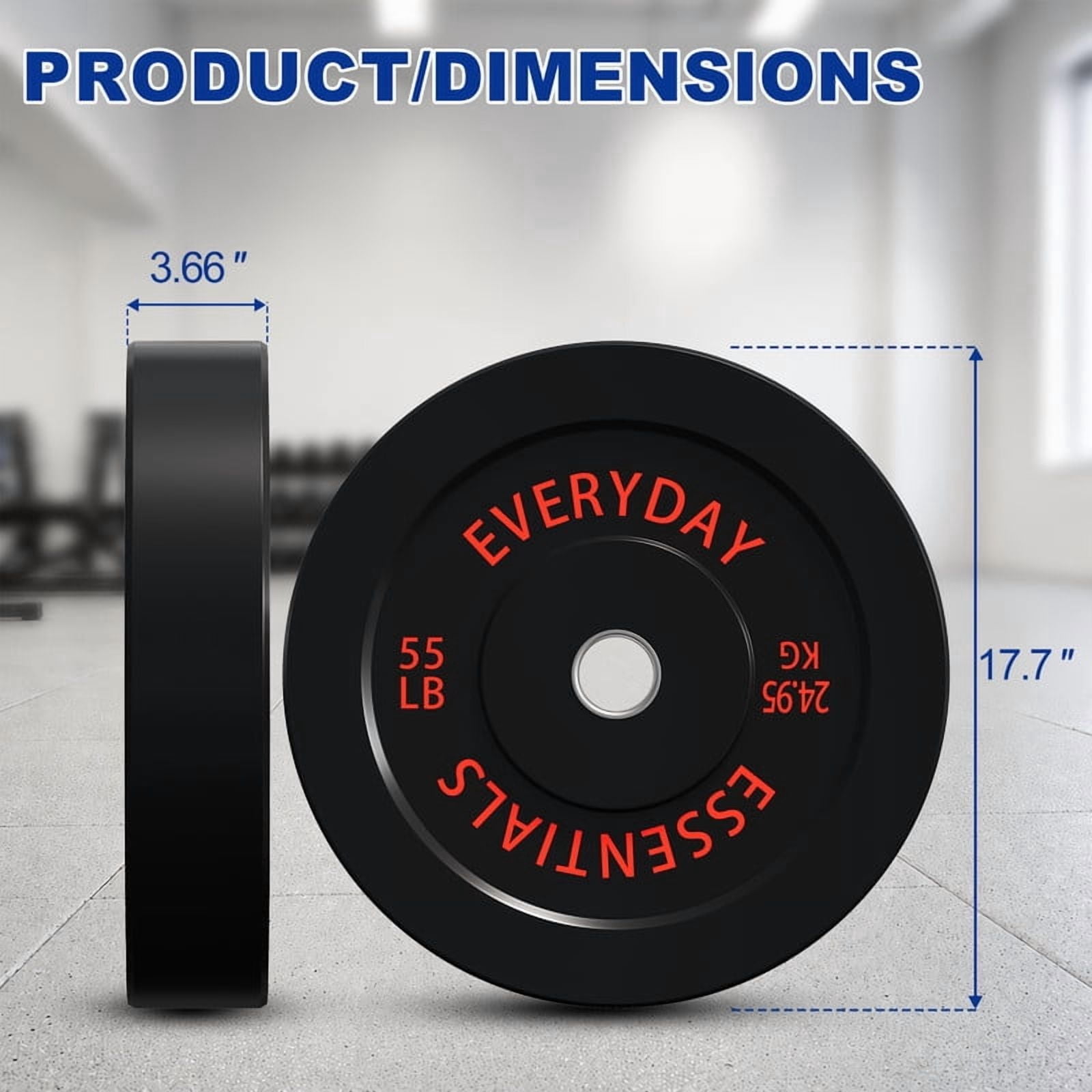 Sprint Demon Olympic Bumper Plates, 2-Inch Solid Rubber Weight Plates for Home Gym and Strength Training, 55 LB Pair, Black