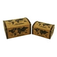 thumbnail image 1 of Set Of 2 Brown Dome Shaped World Map Wood Decorative Storage Boxes, 1 of 1