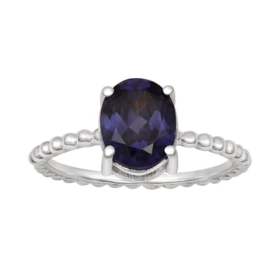 5.16 Ctw Oval Shape Simulated Tanzanite 925 Sterling Silver Beaded Shank Valentines Day Gifts Ring