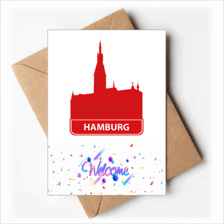 Hamburg Germany Red Landmark Welcome Back Greeting Cards Envelopes Blank