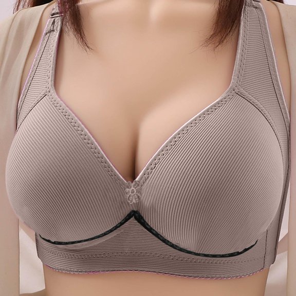 YWDJ Sleep Bras for Women Plus Size Closure in Back Comfortable Bras No Underwire Bras Wide Strap Full Coverage Push up Wrap Sleep Bras Padded Lace Comfortable Bras Solid Comfy Bras Gray 80