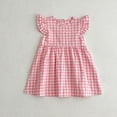 thumbnail image 4 of Ropa de verano para niños de 2 a 6 años, vestido acampanado con mangas voladoras a cuadros para niñas, vestidos bonitos de Estilo Princesa para niños, 4 of 6