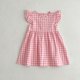 thumbnail image 4 of Ropa de verano para niños de 2 a 6 años, vestido acampanado con mangas voladoras a cuadros para niñas, vestidos bonitos de Estilo Princesa para niños, 4 of 6