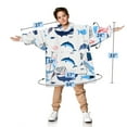 thumbnail image 7 of Solaris Kid's Oversized Wearable Blanket Hoodie Sweatshirt, Warm Comfortable Sherpa Fleece Pullover with Large Front Pocket for Teens (7-16 yr) Youth Boys, Girls, White Ocean, 7 of 7