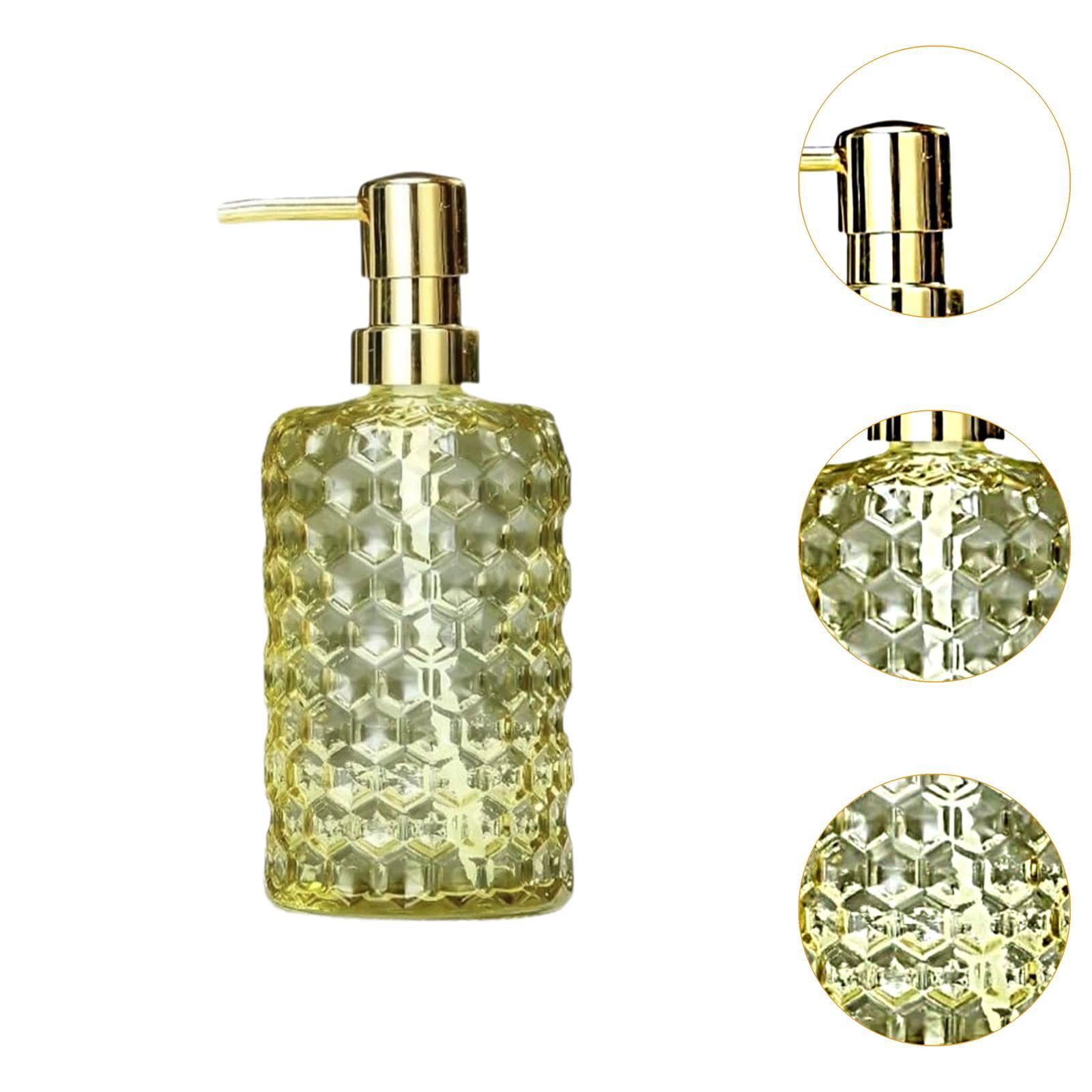 Fancyes Glass Pump Soap Dispenser Lotion Dispenser Decor 500ml Stylish Shower Gel Bottle Lotion Bottle Hand Pump for Home Salon Hotel Yellow