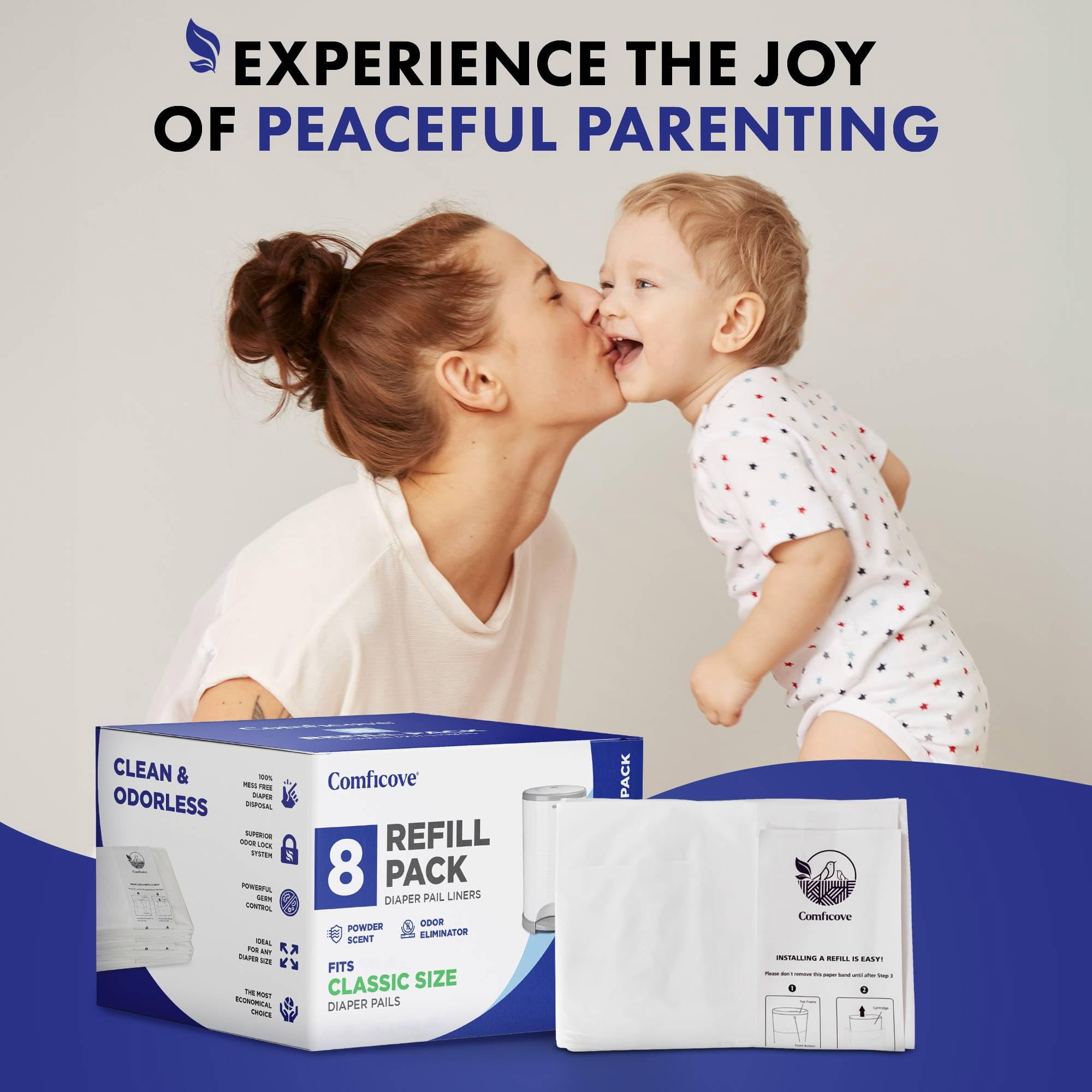 COMFICOVE Refills Compatible with DEKOR CLASSIC Diaper Pails  8 Pack  Extra Thick Diaper Pail Refill Liners  Fresh Scent  Easy to Replace and Dispose of Diaper Bag  Odorless Baby Diapers Disposal