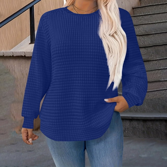 Timegard Hauts Grande Taille pour Femmes Chandails en Molleton Col Rond Manches Longues Ample Confortable Chandail Décontracté Mode Automne