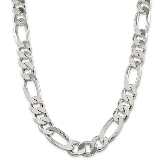 Sterling Silver 15mm Figaro Chain (Weight: 232.99 Grams, Length: 28 Inches)