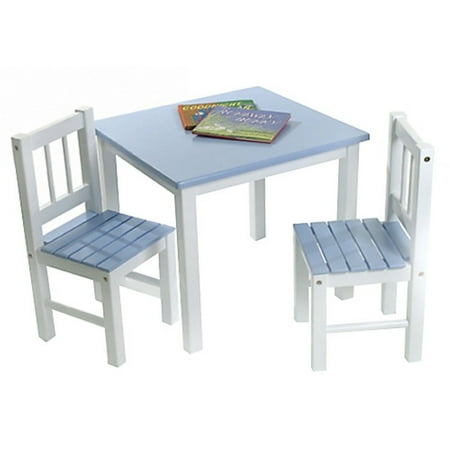 Lipper Kids Small Blue and White Table and Chair Set