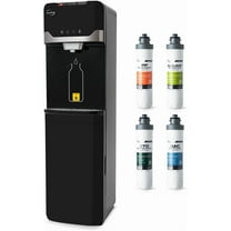 iSpring Bottleless Water Dispenser with Built-in 4-Stage Filtration, Chloramine Removal, Water Cooler Dispenser - Hot, Cold, Room Temp, Self Cleaning, Black，Model: DS4B-NC