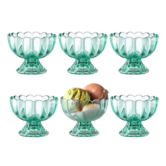 Juego de 6 cuencos de postre Kmwares con forma de tulipán con forma de tulipán, 150 ml, color verde