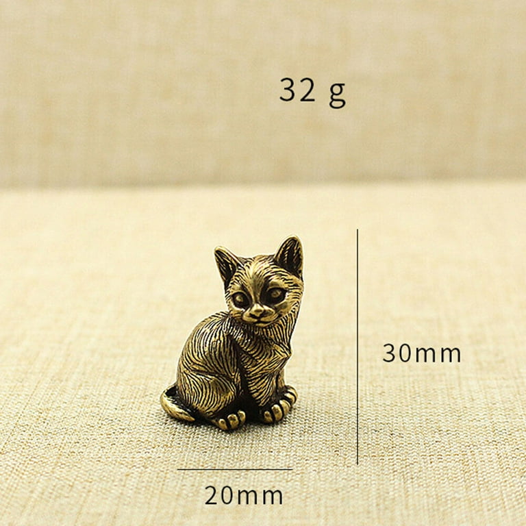 Small Brass Cat Figurine Cat Statue Animal Figurines Home Desktop