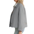 thumbnail image 5 of Plaid Patchwork Women Long Sleeve Lapel Single Breasted Jacket Trench Coat, 5 of 6