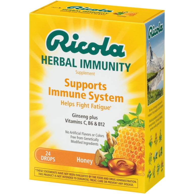 Ricola Herbal Immunity Supplement Honey Lozenges, 24 Count 