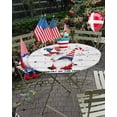 thumbnail image 5 of 4th of July Gnome Balloon on Farm Wood Fitted Round Tablecloths Elastic Edged Table Covers 45"-54",Freedom Blue and Red Grid Waterproof Dining Room Table Cloth for Kitchen Holiday Party Tables Decor, 5 of 6