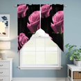 thumbnail image 6 of Pink Rose Kitchen Window Curtains, Swag Curtains Valance for Bedroom Living Room Bathroom, Vintage Abstract Garden Flower Floral Black Rod Pocket Window Curtain Block Drapes 2 Panels 36"x45", 6 of 9
