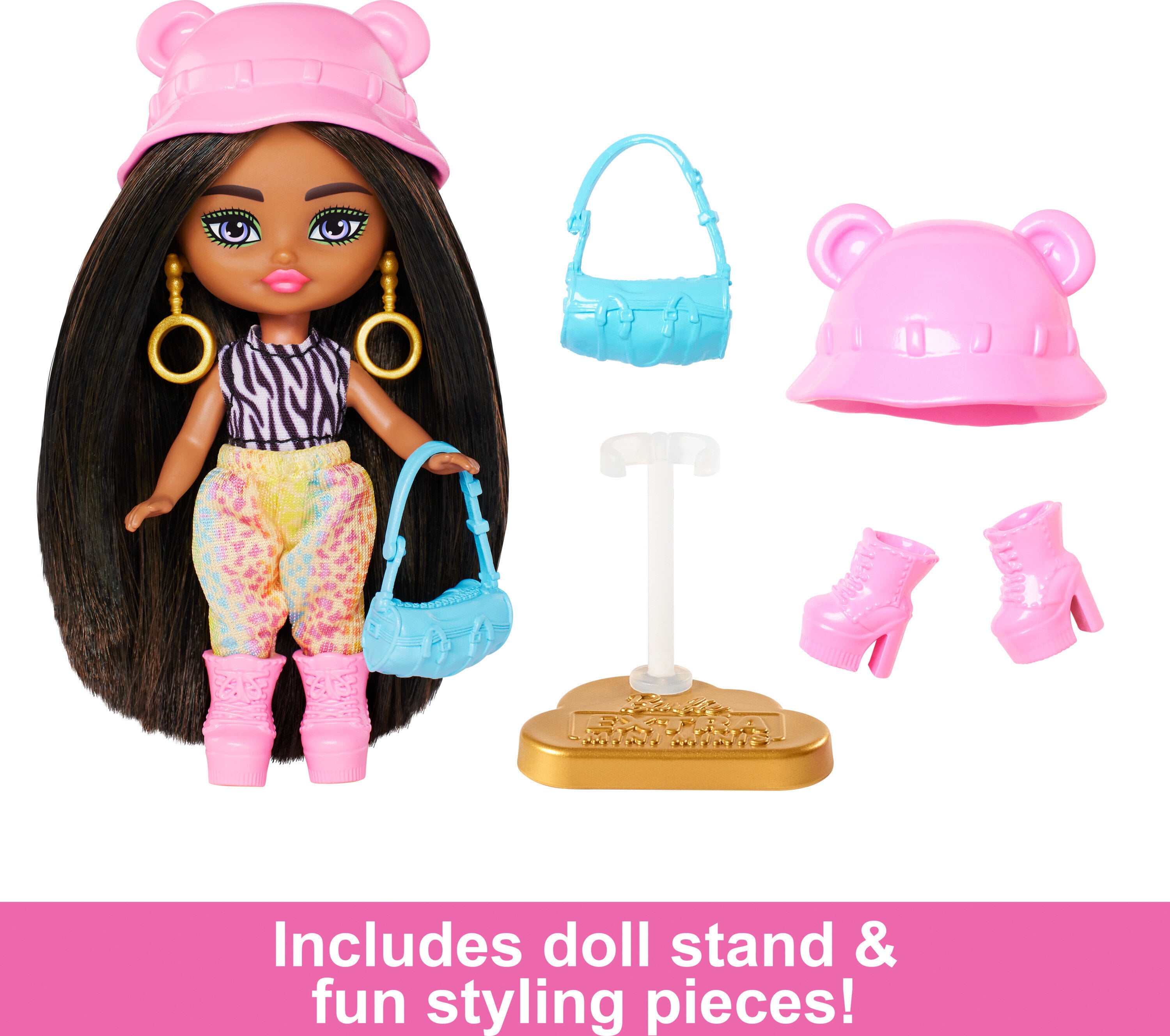 Barbie Extra Minis Travel Doll with Safari Fashion, Barbie Extra Fly Small  Doll, Animal-Print Outfit with Accessories