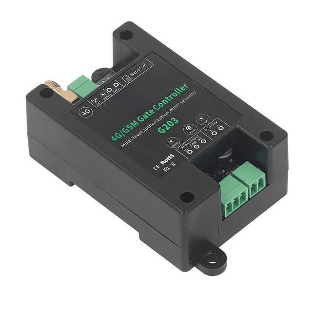 Gate Remote Controller, 0-9999s Relay Closure Insulation 4G GSM Door Opener Multifunctional DC9-36V with Terminals for Garage Warehouse
