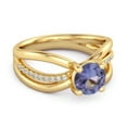 thumbnail image 2 of Stackable 3 Band 925 Sterling Silver Gold Vermeil 0.25 Ctw Tanzanite Women Valentines Day Gifts Ring, 2 of 3