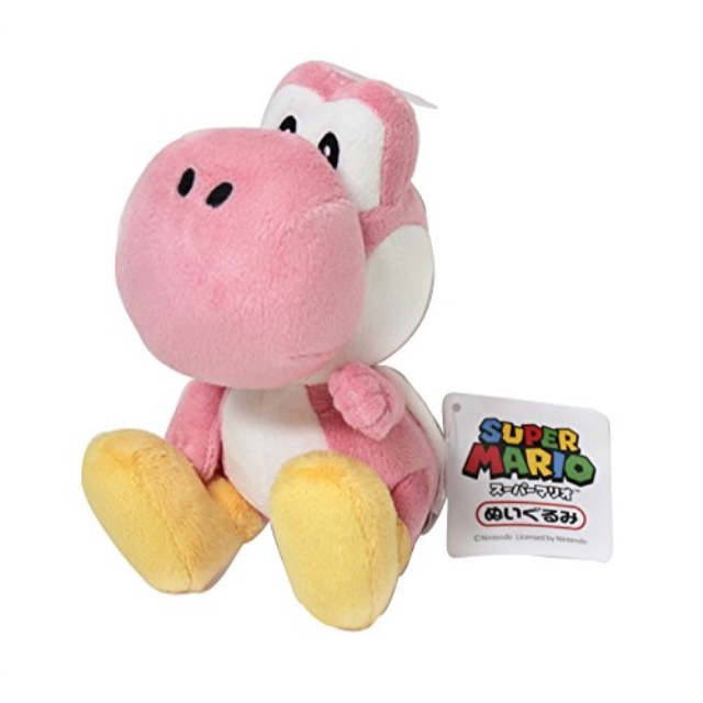 sanei super mario series 6.5" pink yoshi stuffed plush toy