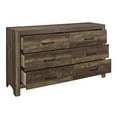 thumbnail image 3 of Benjara BM219068 6 Drawer Rustic Wooden Double Dresser with Block Legs Support, Brown, 3 of 5