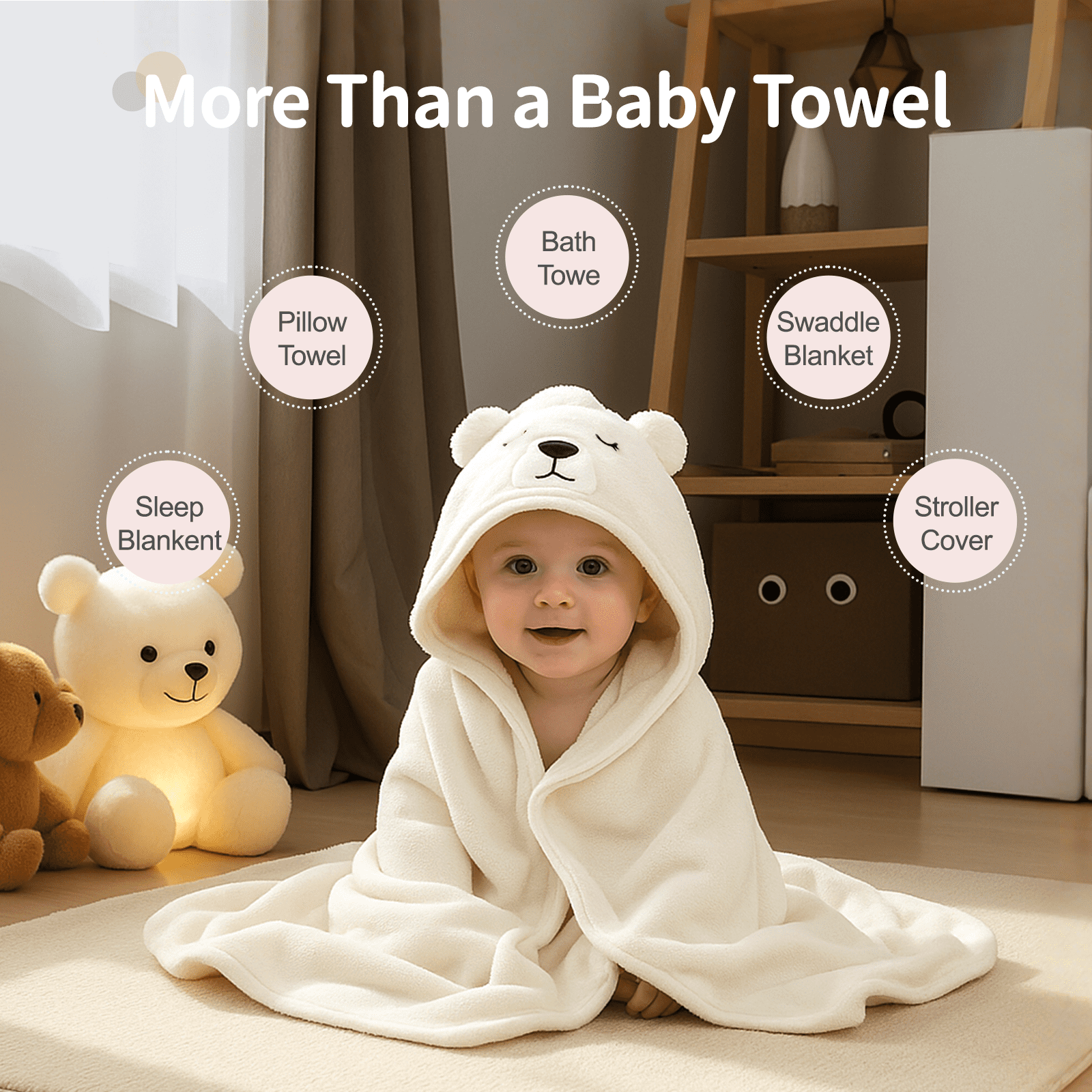 COOSEYA Bear Collapsible Baby Bathtub for Infants, Bath Tub with Cushion and Thermometer, for Newborn to Toddler Portable Travel Multifunctional Bathing 0-2 years (Pink)