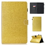 Fire HD 10 2017/2015 7th/5th Generation Case, Allytech PU Leather Glitter Bling Full Protective Auto Sleep Wake Protective Folio Stand Shockproof Wallet Cover for Amazon Kindle Fire HD 10, Gold