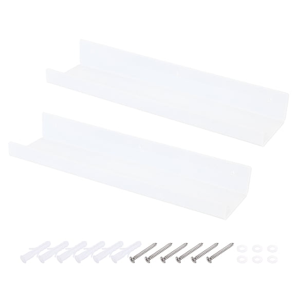 2 Pack Acrylic Shelves for Wall, 15 Inch White Floating Shelves Wall Mount