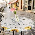 thumbnail image 3 of Sunflower Yellow Elastic Fitted Round Table Cover Green Leaves Plant Retro Waterproof Outdoor Tablecloth for Holiday Party, Picnic, Patio & Dining Fits Tables Up to 36"-44", 3 of 8