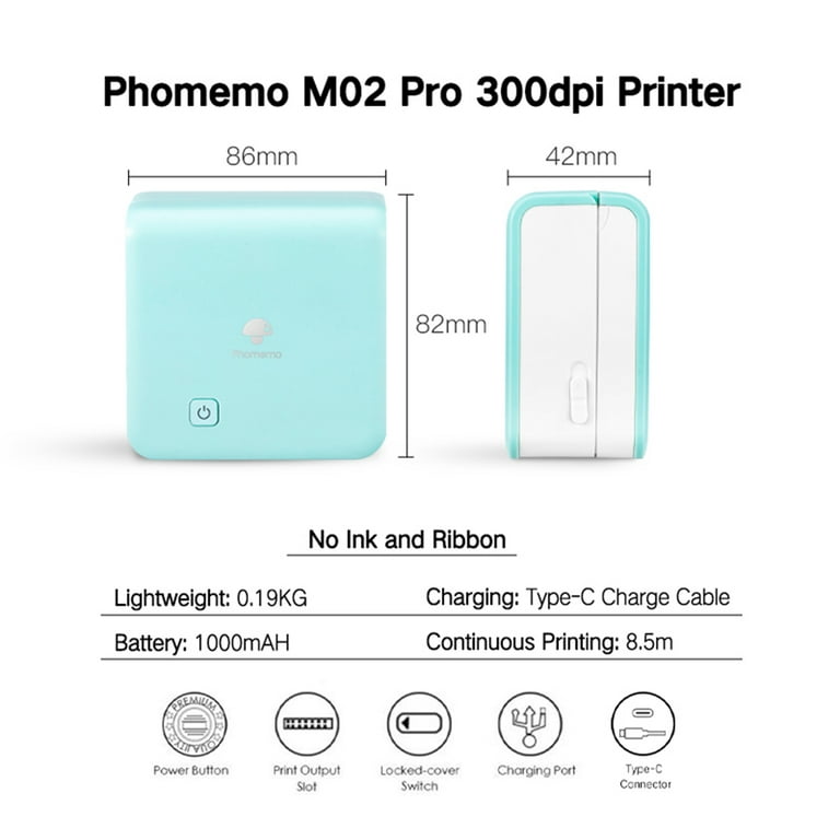 Phomemo Sticker Printer - M02 PRO, 300 dpi High Resolution Bluetooth  Thermal Sticker Printer, Wireless Portable Pocket Mini Printer, Sticker  Maker, Mini Photo Printer for iPhone & Android Phones