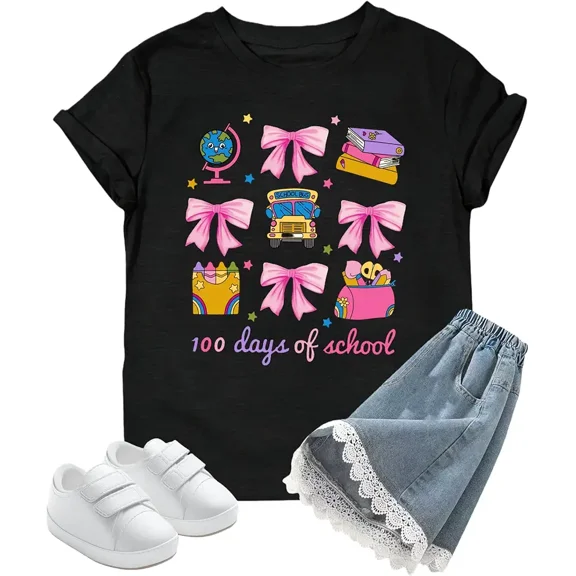 100 Days of School Shirt Kids Toddler Boys Girls 100th Day of School Shirt Celebration Gifts Tees Tops 4-10 Years