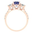 thumbnail image 4 of 1.97 ctw 3 Stone Anniversary Ring for Women | Round Cut Simulated Tanzanite | Hyperallergenic Solid 18K Rose Gold, 4 of 5