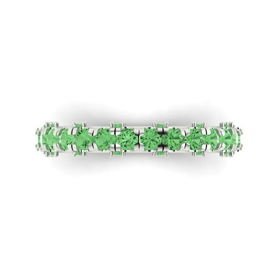 3.13 ct Brilliant Round Cut Simulated Green Diamond 14k White Gold Eternity Band SZ 8