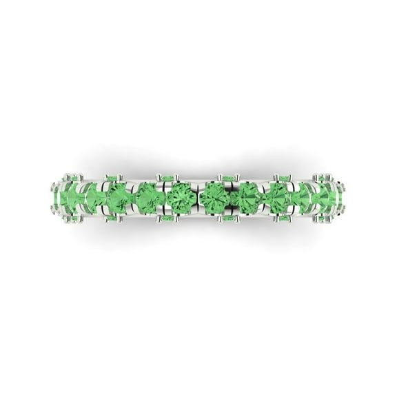 3.13 ctw Wedding Band for Women - 18K White Gold Simulated Green Diamond Stackable Eternity Ring