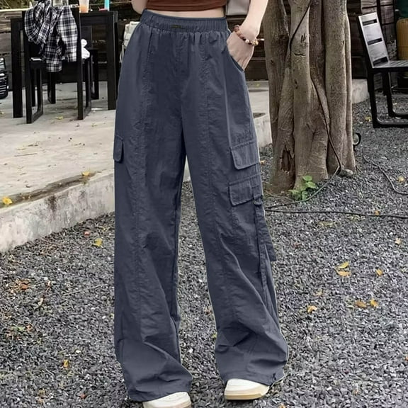 Hauaitttt Womens Baggy Cargo Pants Streetwear Hop Joggers Sweatpants Drawstring Casual Loose Wide Leg Trousers Pencil Pants for Women Casual plus Size Casual Pants for Women 4x-5x Casual Pants for