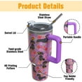 thumbnail image 3 of Dachshund Gifts for Women Dog Lovers 40 oz Floral Weiner Dog Tumblers with Handle and Straw, Stainless Steel Vacuum Insulated Travel Coffee Mug Cup Water Bottle, 3 of 5