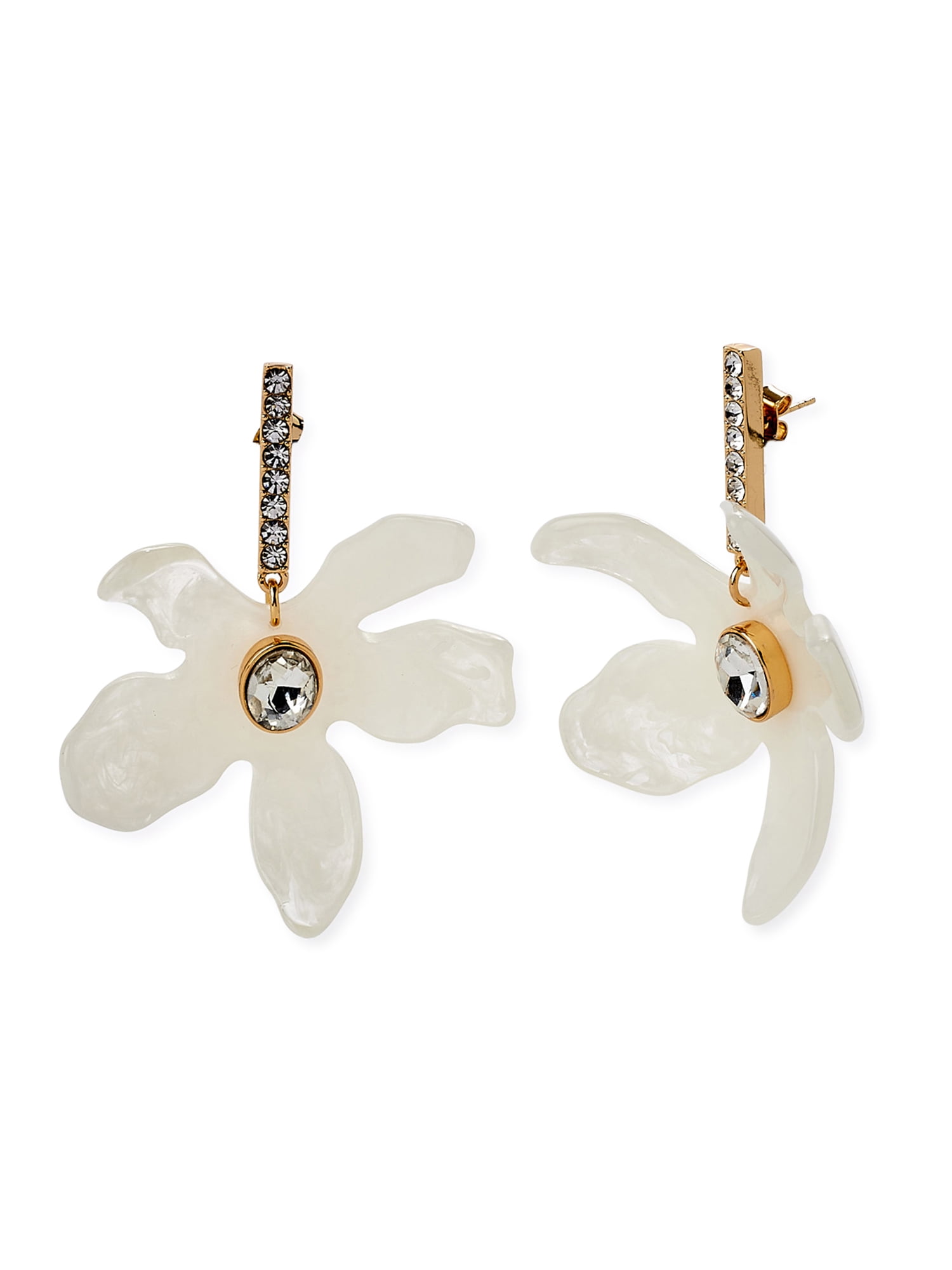 white resin flower earrings